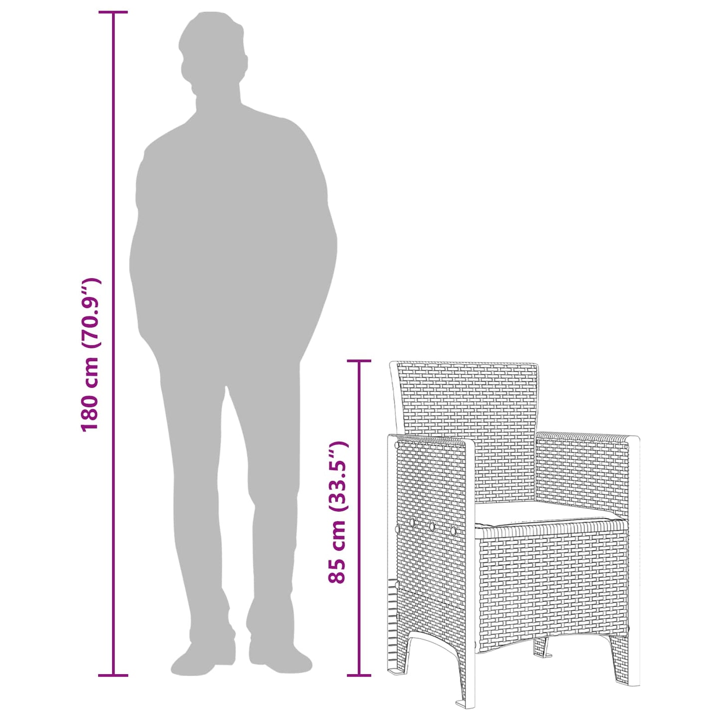 Garden Chair 2 pcs Brown Polypropylene