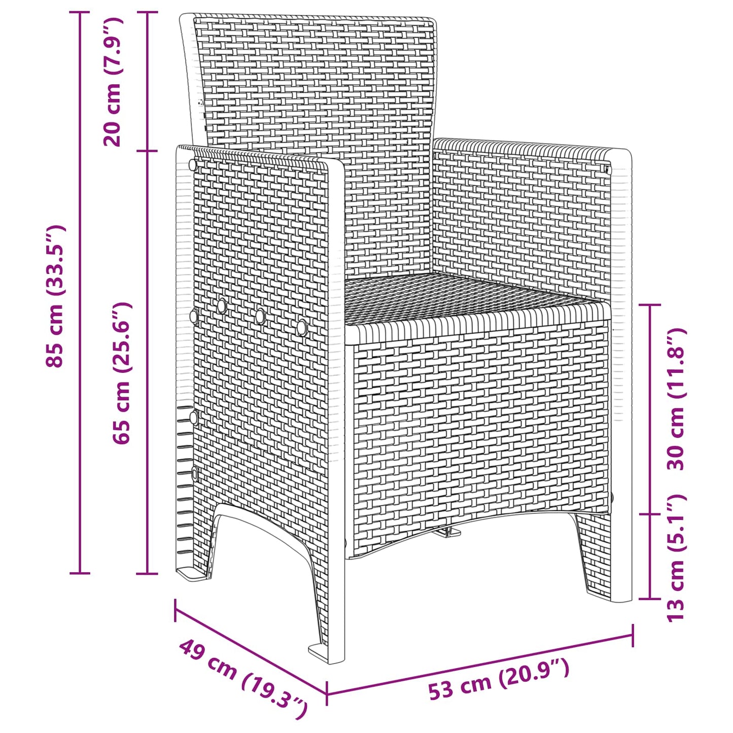 Garden Chair 2 pcs White Polypropylene