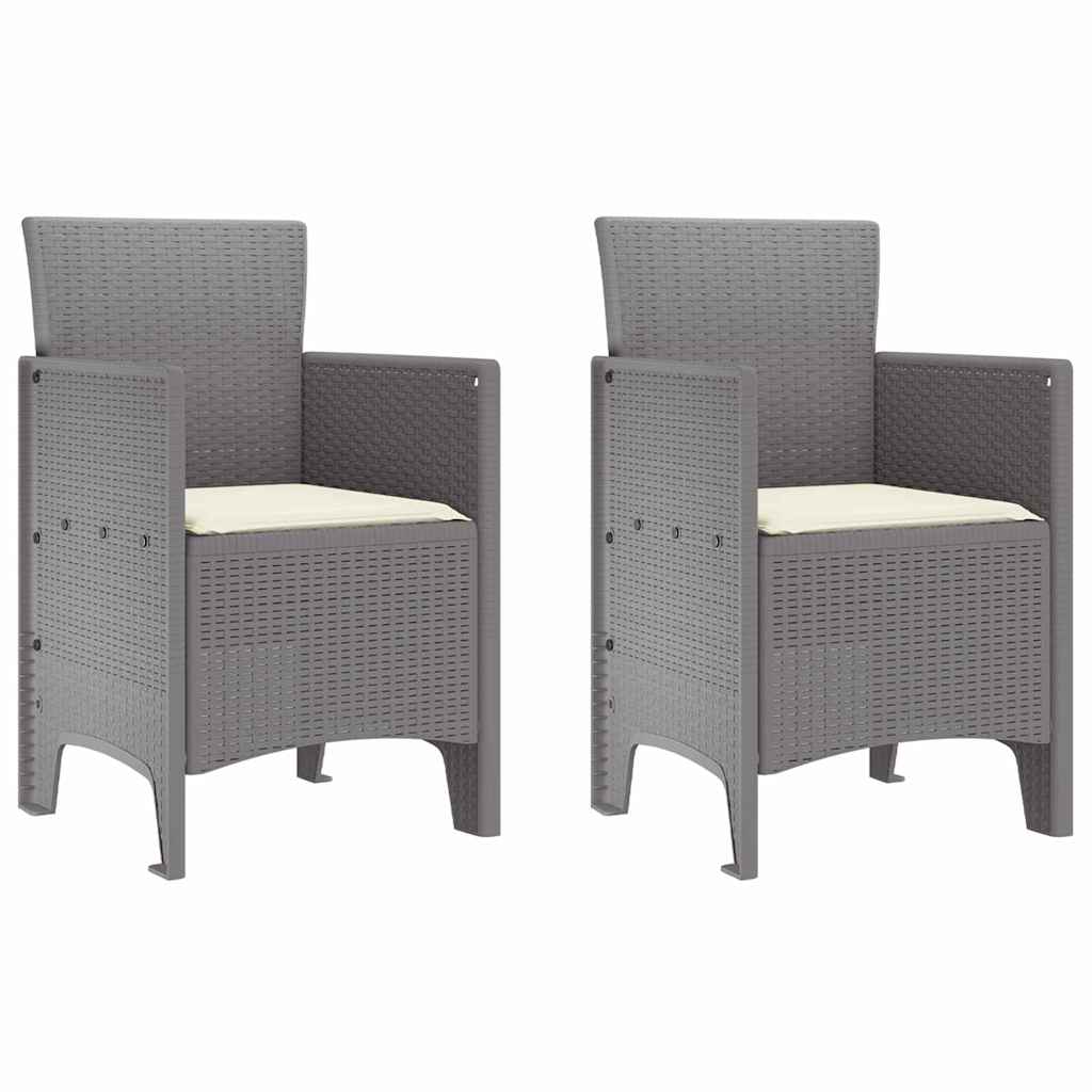 Garden Chair 2 pcs Light Grey Polypropylene