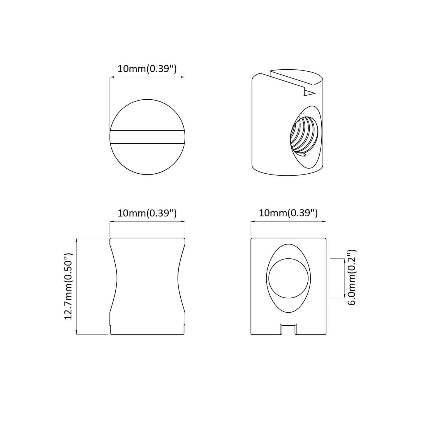 Barrel Nuts 3462 pcs Silver M6 x 13 mm Metal