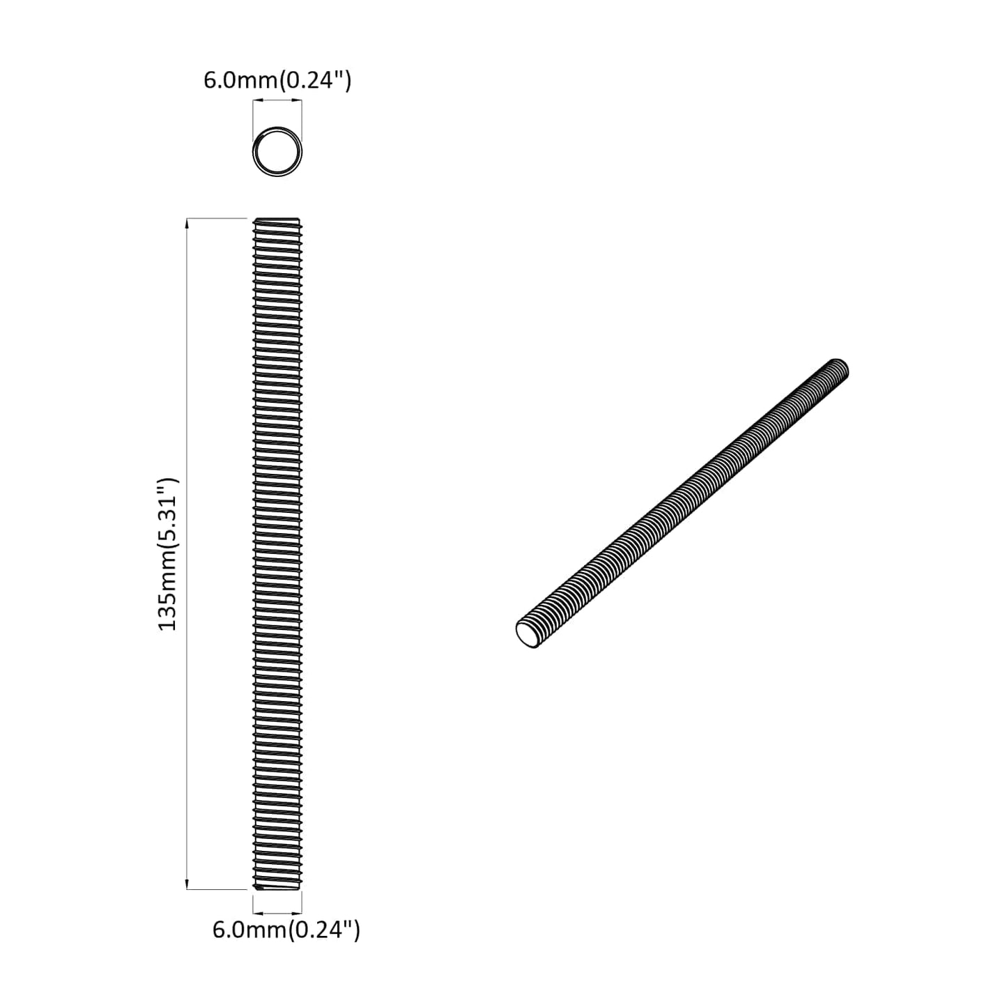 Threaded Rod 800 pcs Silver Steel