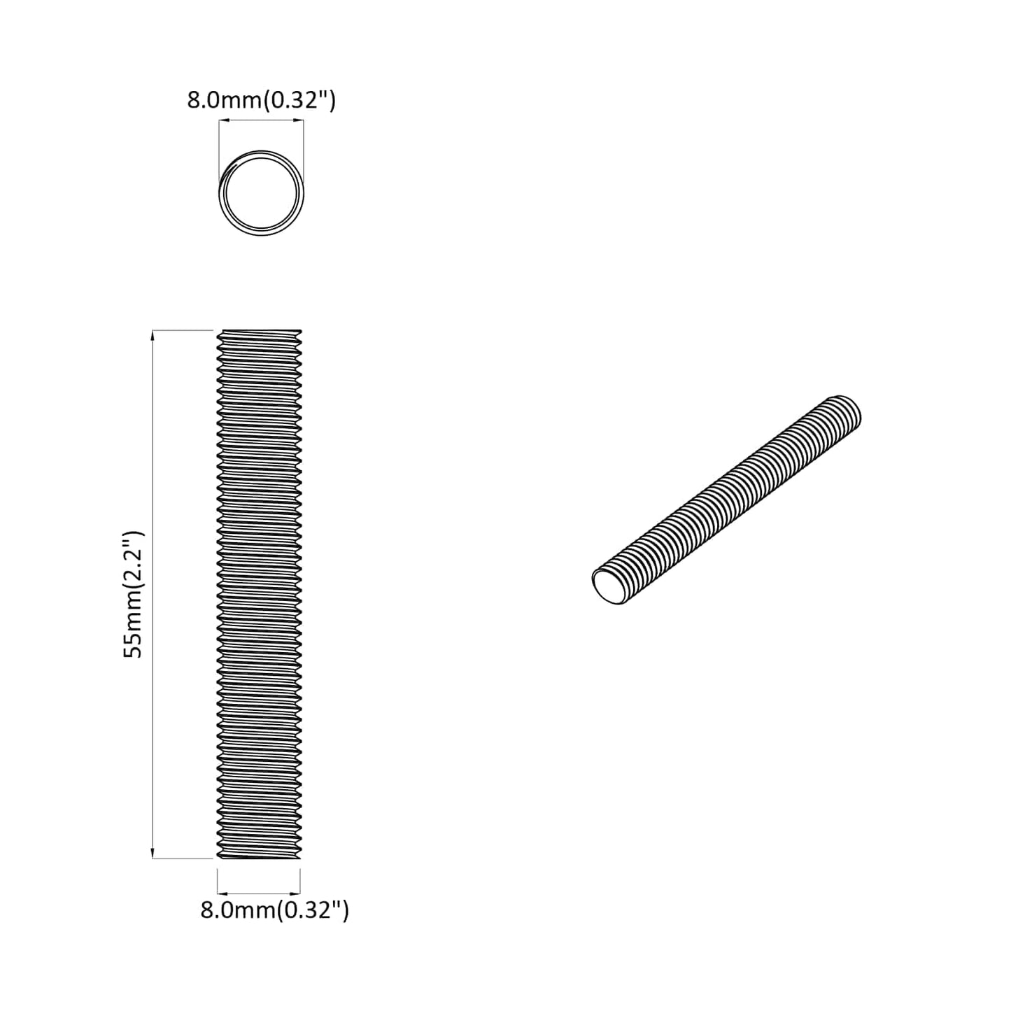 Threaded Rod 1000 pcs Silver Steel