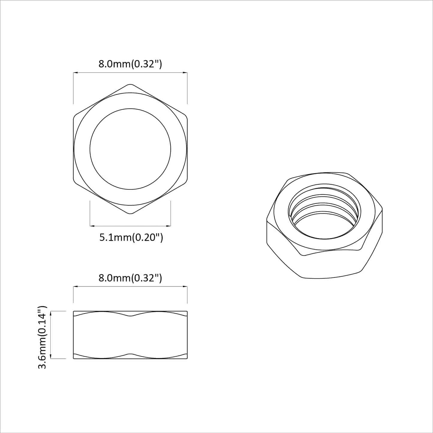 Hex Nut 23377 pcs Silver Metal