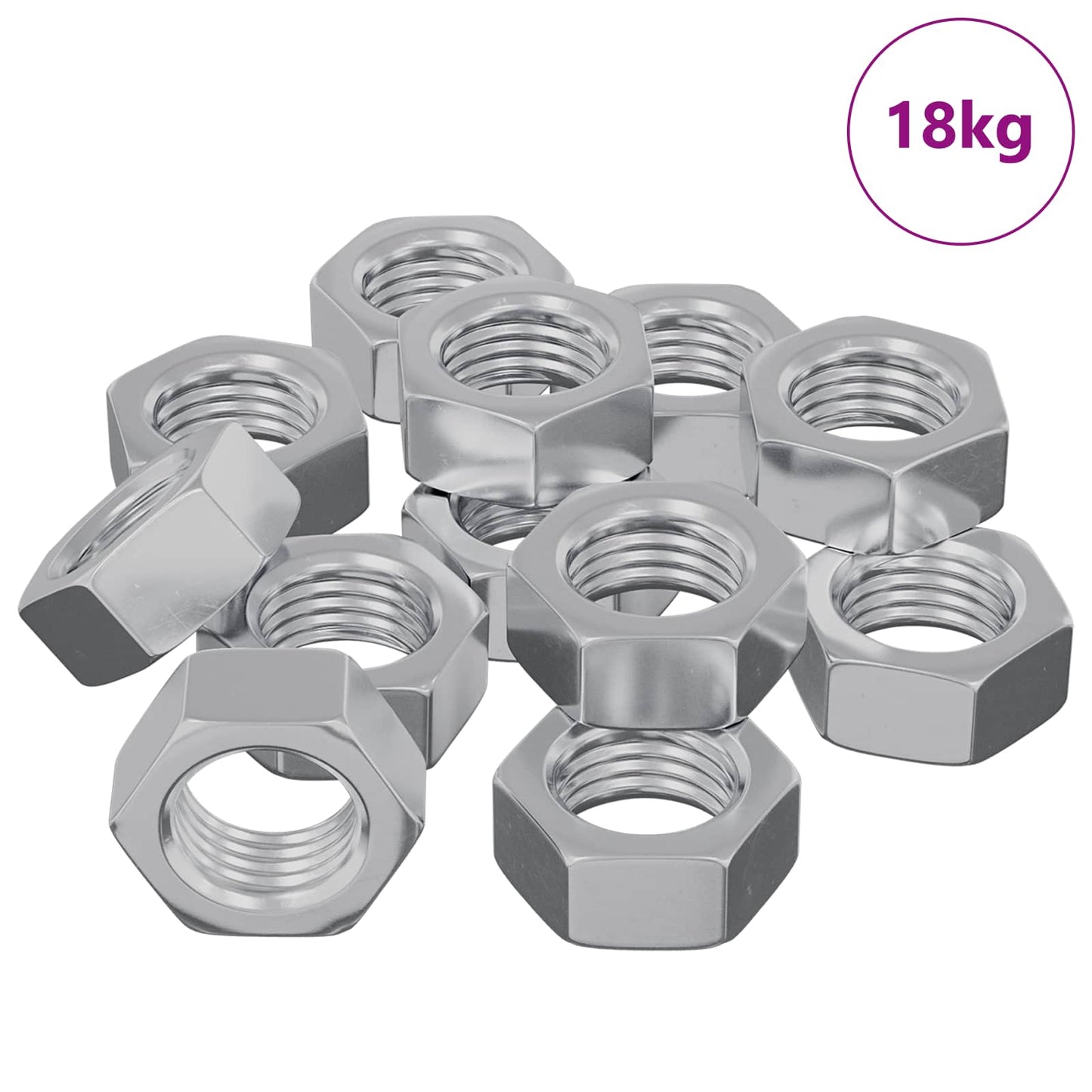 Hex Nut 9000 pcs Silver Metal