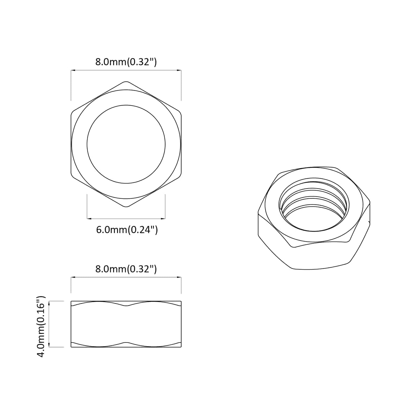 Hex Nut 9000 pcs Silver Metal