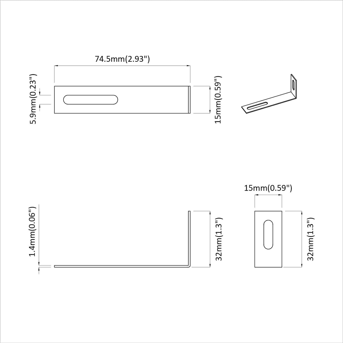 Anti Tip Bracket 1268 Silver 74.5 x 15 x 32 mm Iron