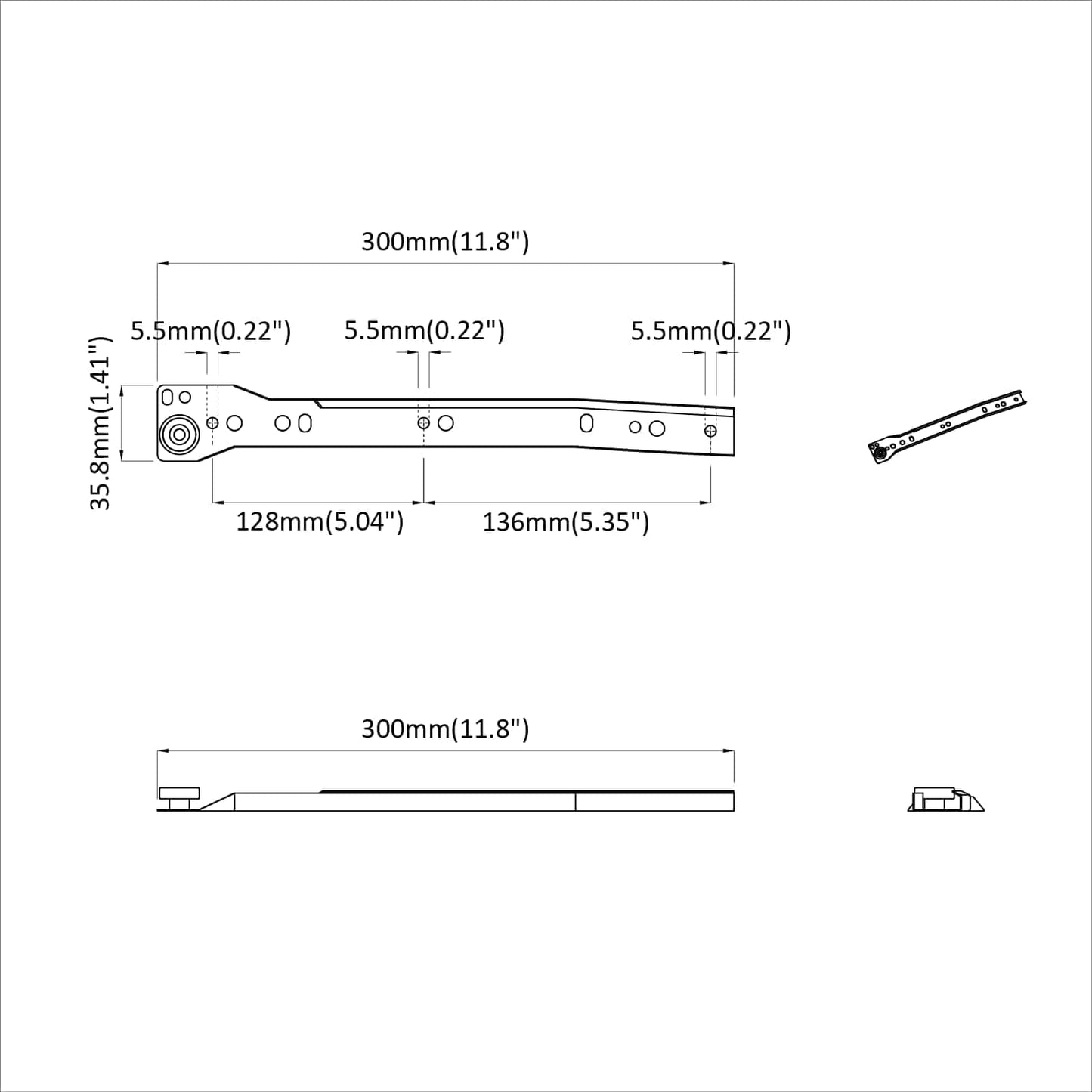 Drawer Slide 12 pcs White 300 mm Steel