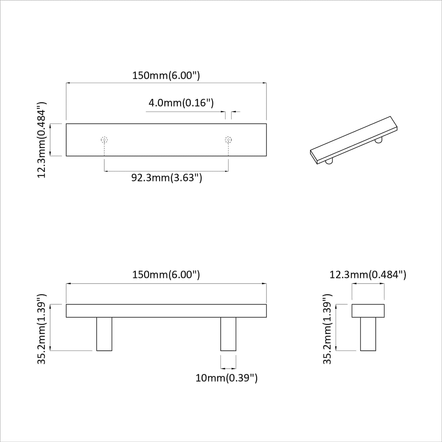 Cabinet Handle 420 pcs Black 150 x 12.3 x 35.2 mm