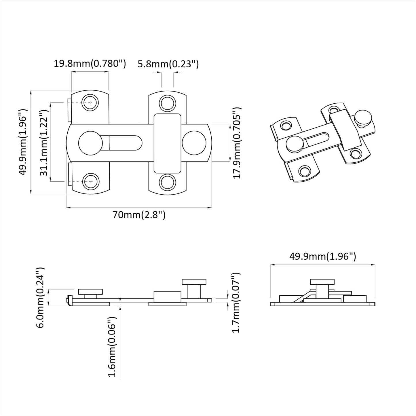 Door Latch 12 pcs Silver 70 x 8 mm Steel