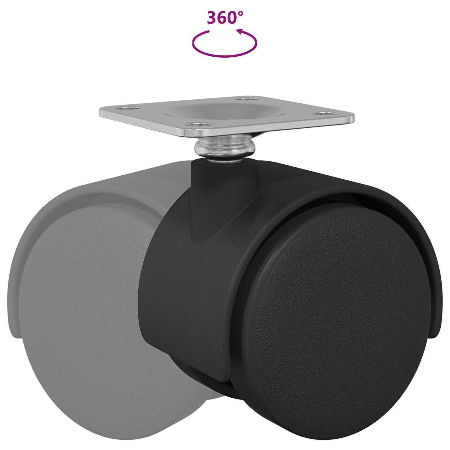Swivel Castor 12 pcs Black 39.5 x 39.5 x 37.8 mm Iron and PP