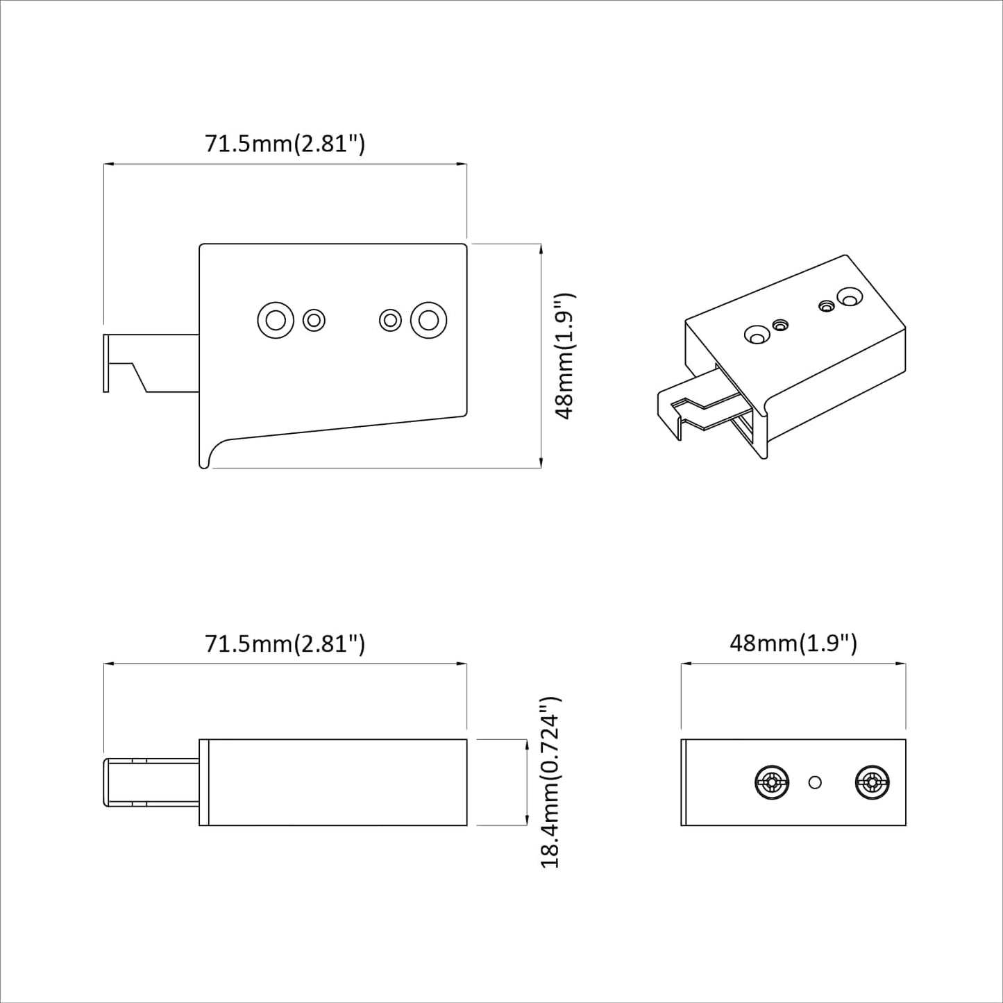 Cabinet Hanging Bracket 261 pcs White 70 x 48 x 19 mm