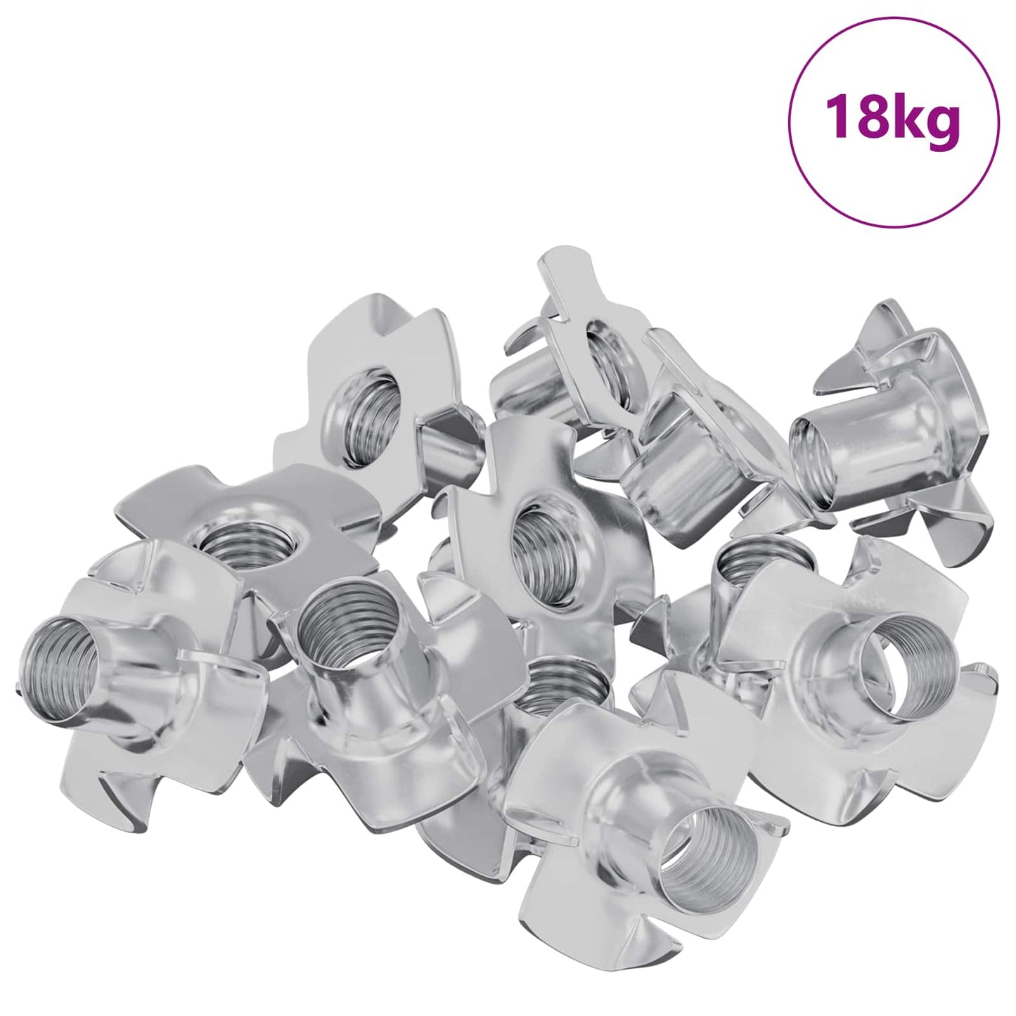 Pronged T-nut 7200 pcs Silver M6 mm Steel
