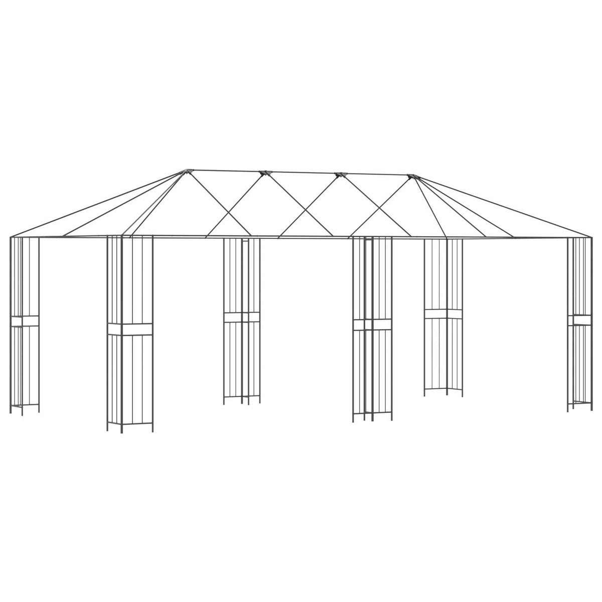 Gazebo Frame Without Gazebo Fabric 6 x 3 m Black Steel