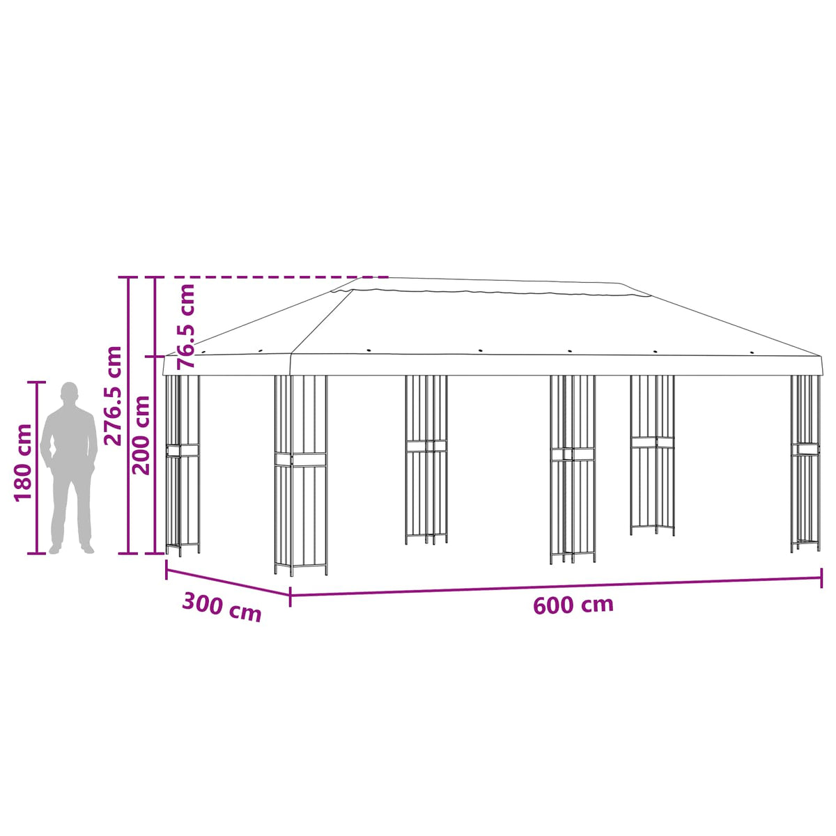 Garden Gazebo 6 x 3 m Cream Polyester and Steel 190 gsm
