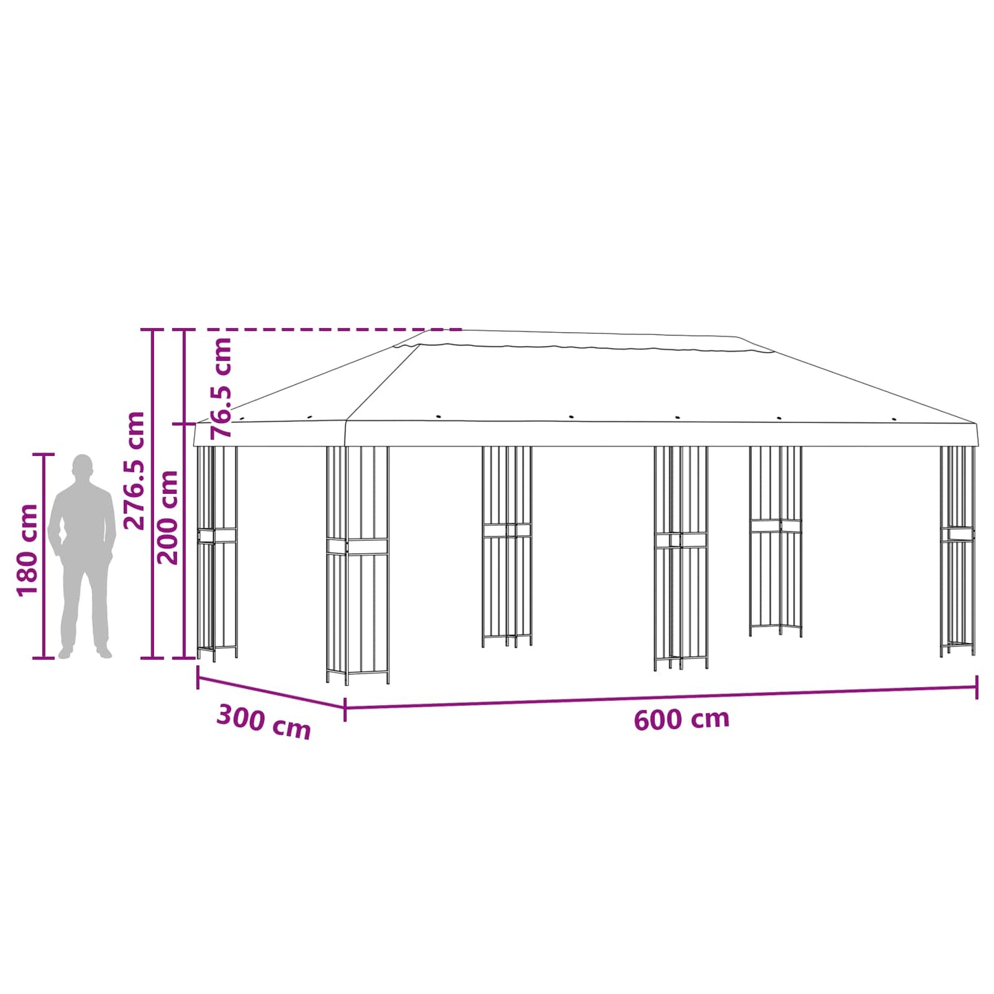 Garden Gazebo 6 x 3 m Taupe Polyester and Steel 190 gsm