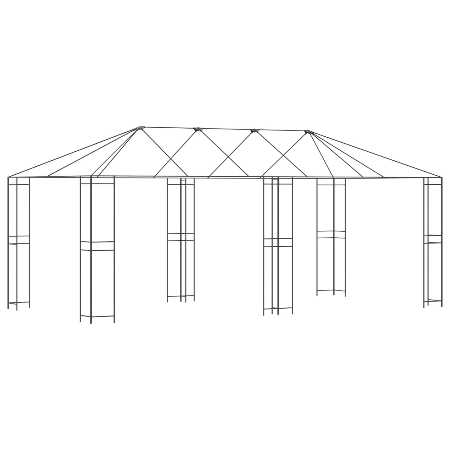 Gazebo Frame Without Gazebo Fabric 6 x 3 m Black Steel