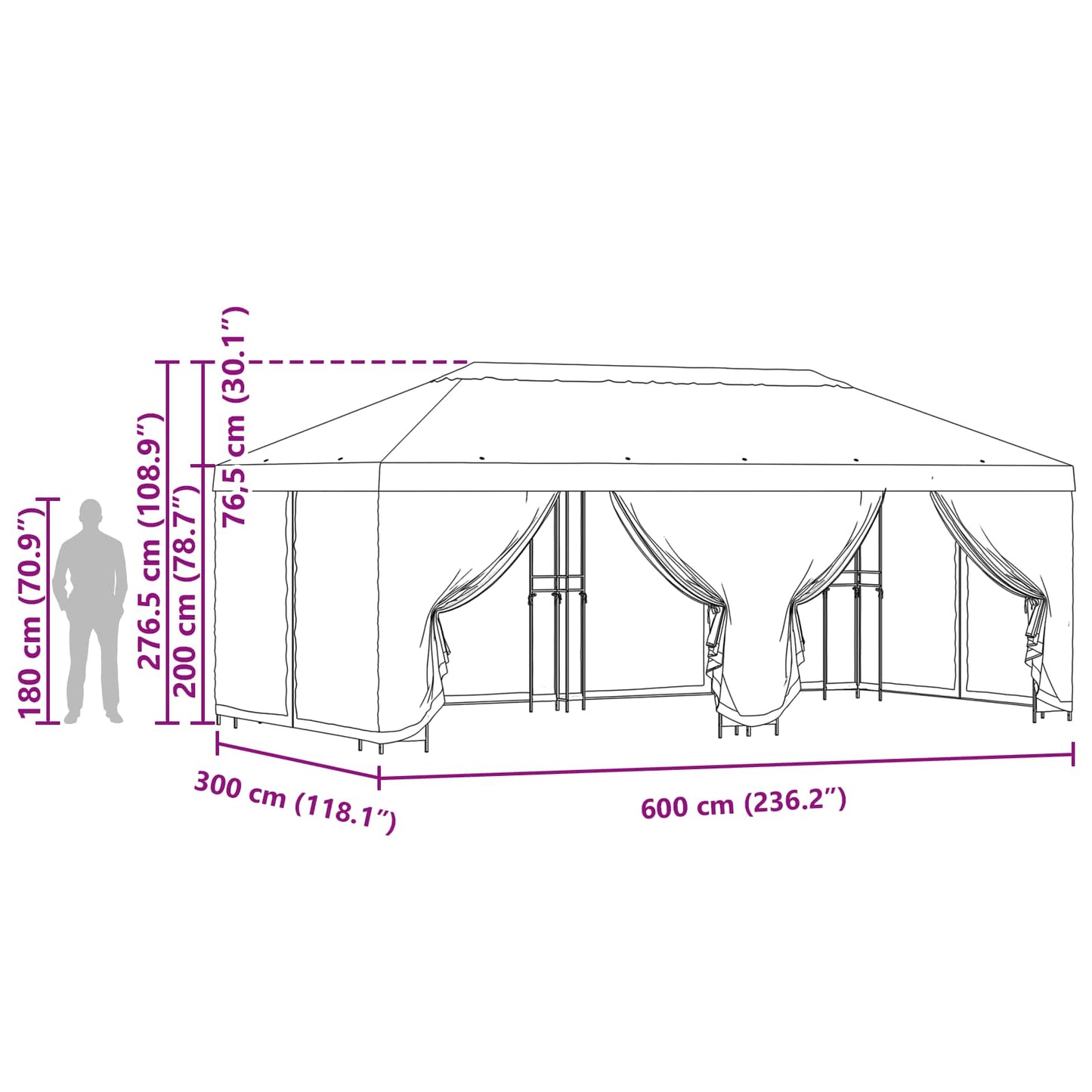 Garden Gazebo with Sidewalls 6 x 3 m Terracotta
