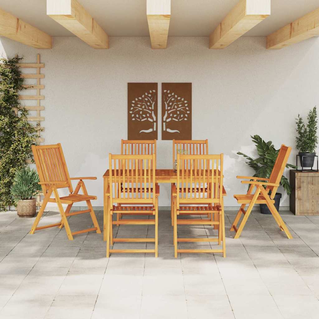 Garden Dining Set 7 pcs Brown Solid Acacia Wood