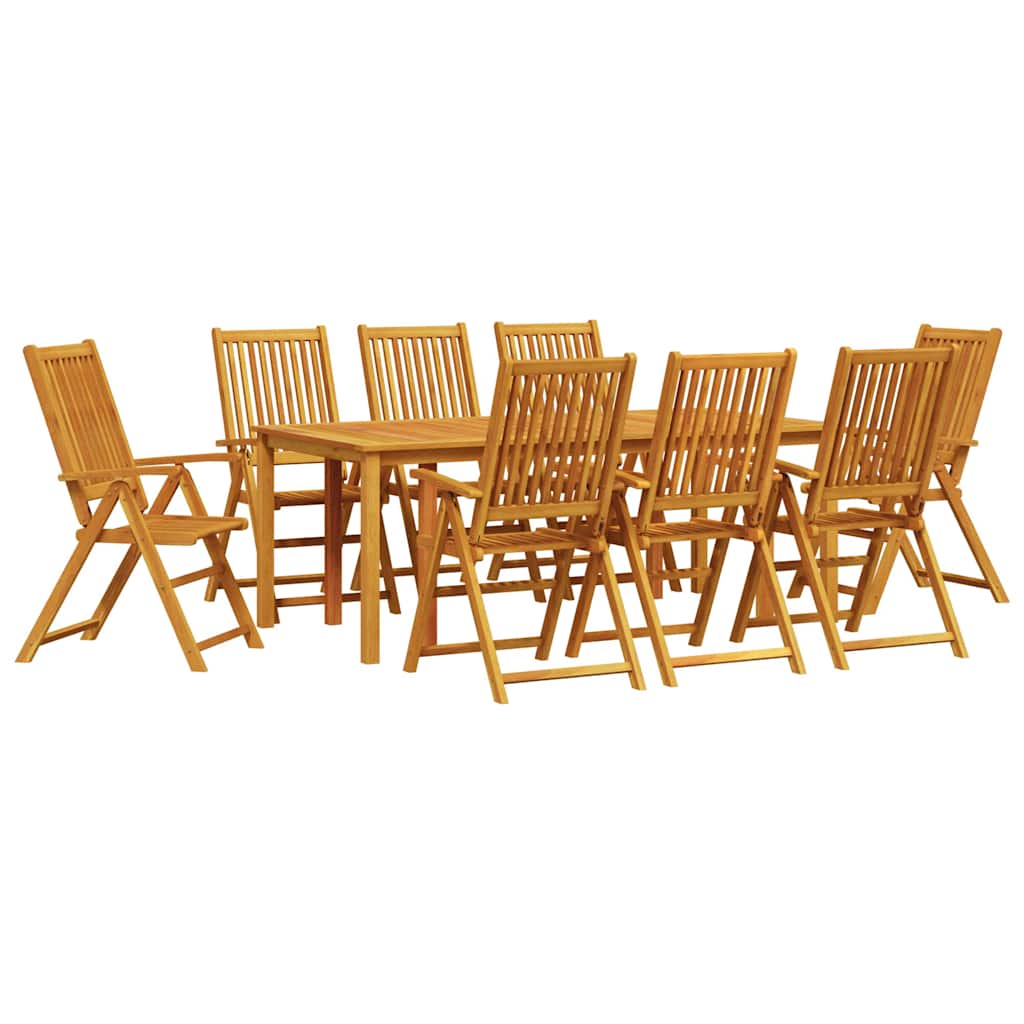 Garden Dining Set 9 pcs Brown Solid Acacia Wood