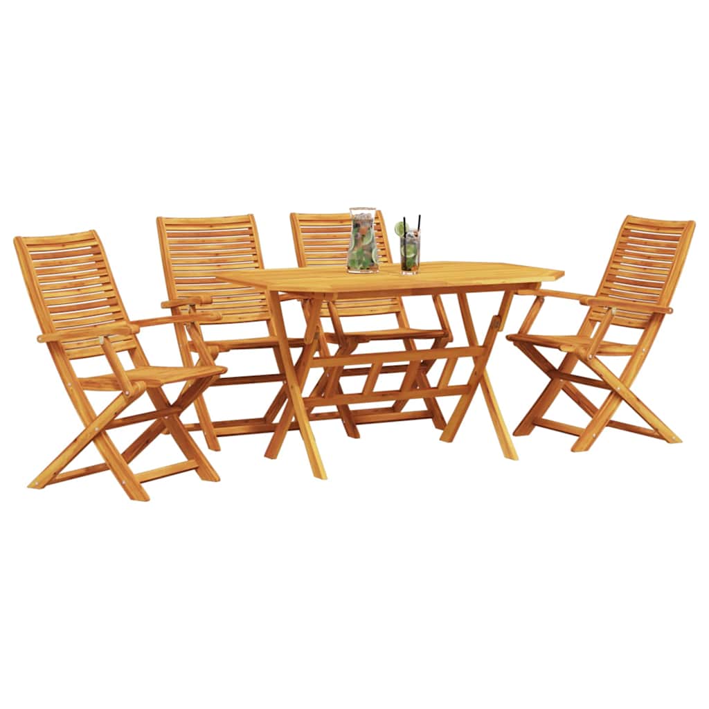 Garden Dining Set 5 pcs Brown Solid Acacia Wood