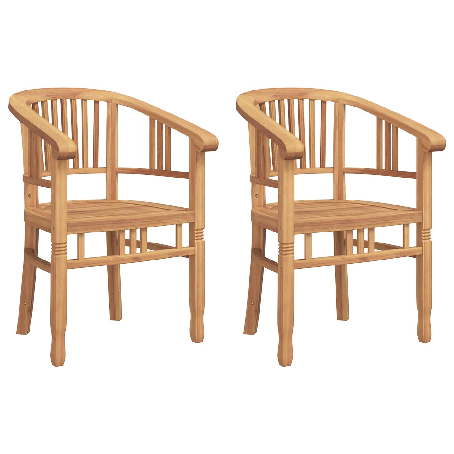 Chair 2 pcs Brown Solid Teak Wood