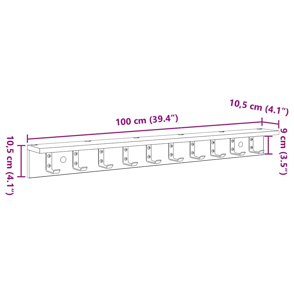 Wall-Mounted Coat Rack Wall-Mounted Old Wood Engineered wood