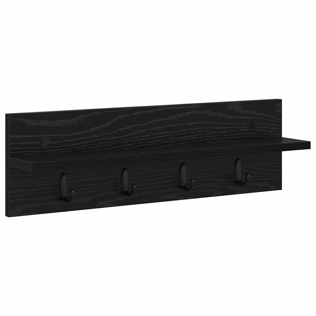 Wall-Mounted Coat Rack Black Oak 60 x 10.5 x 18 cm