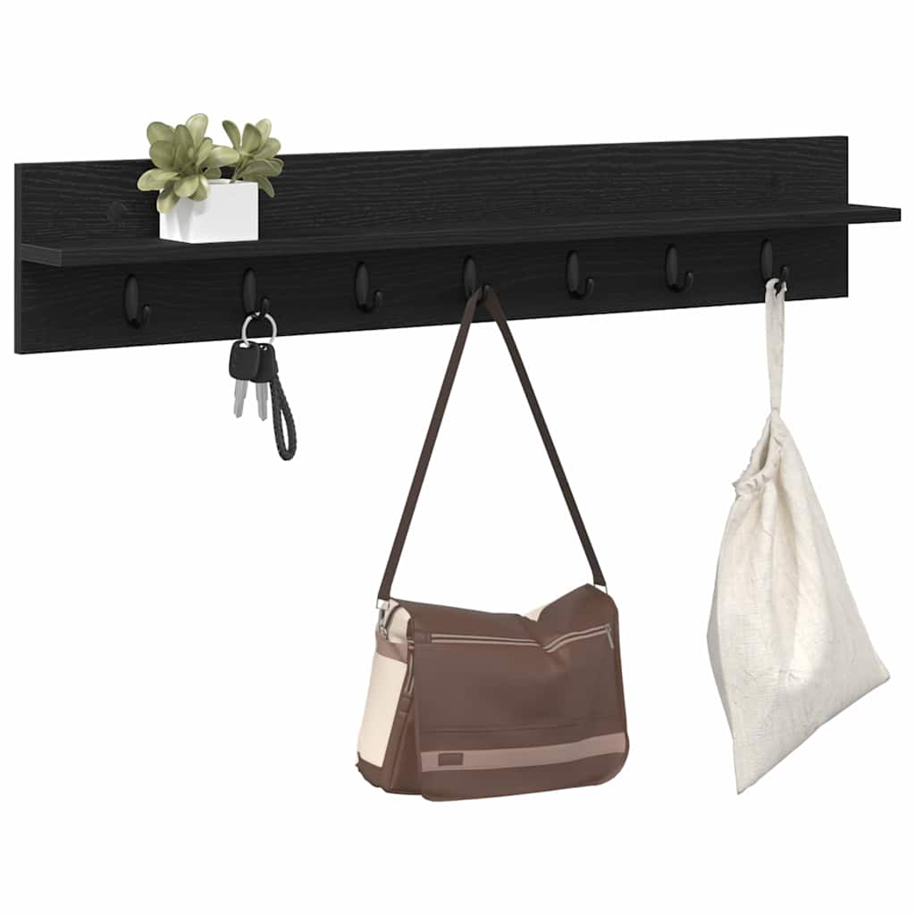 Wall-Mounted Coat Rack Wall-Mounted Black Oak Engineered wood