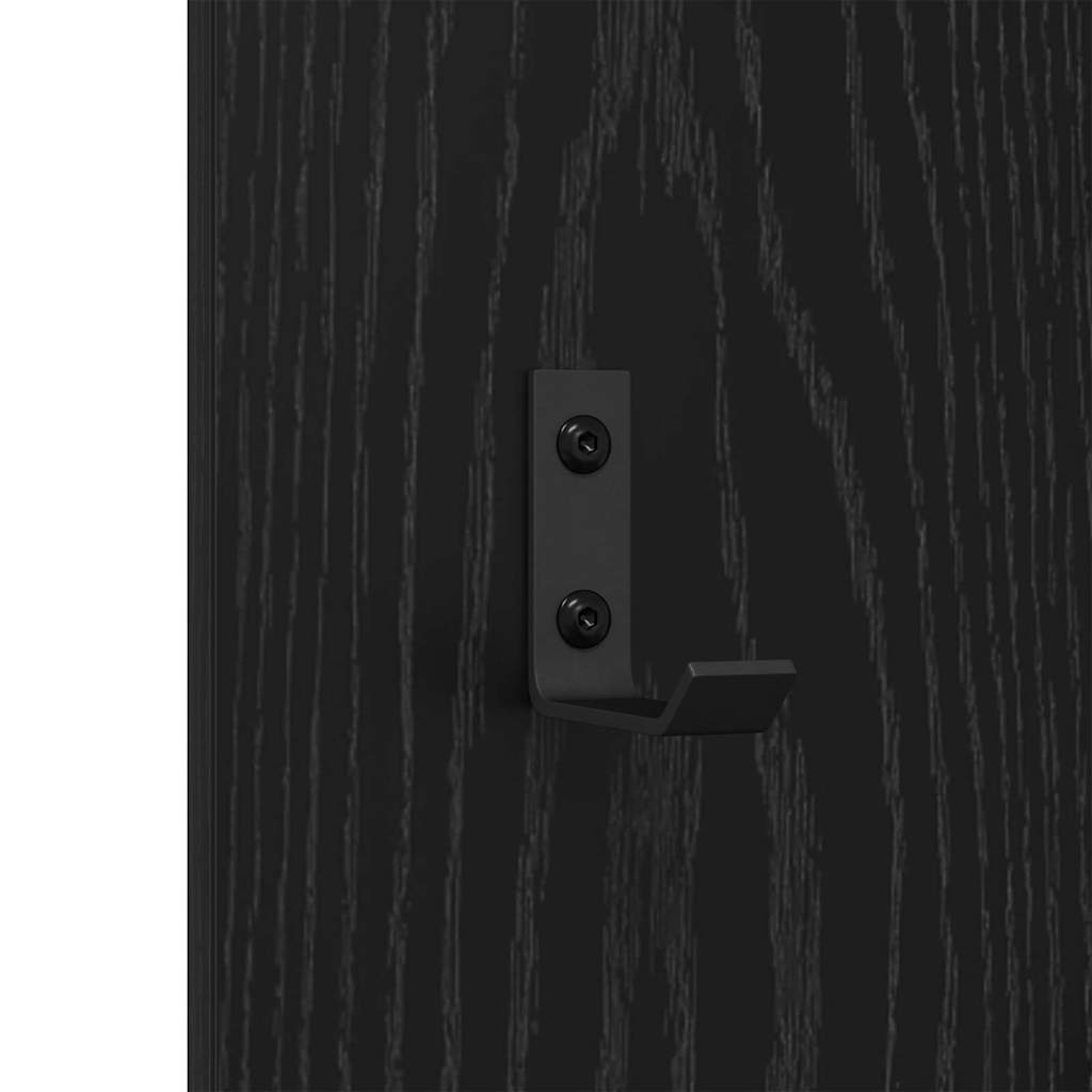 Wall-Mounted Coat Rack Black Oak 30 x 1.5 x 80 cm