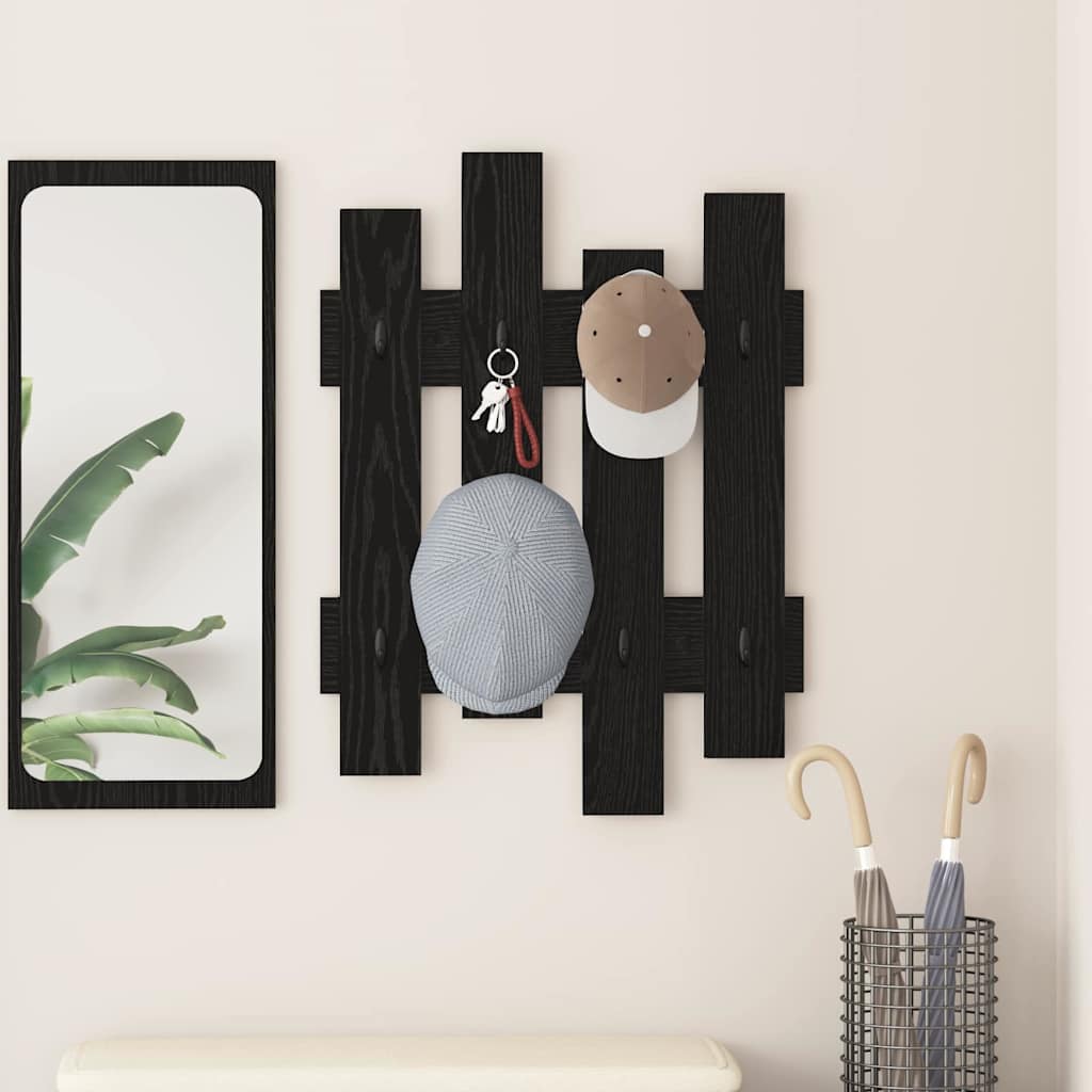 Wall-Mounted Coat Rack Wall-Mounted Black Oak 60 x 3 x 82 cm