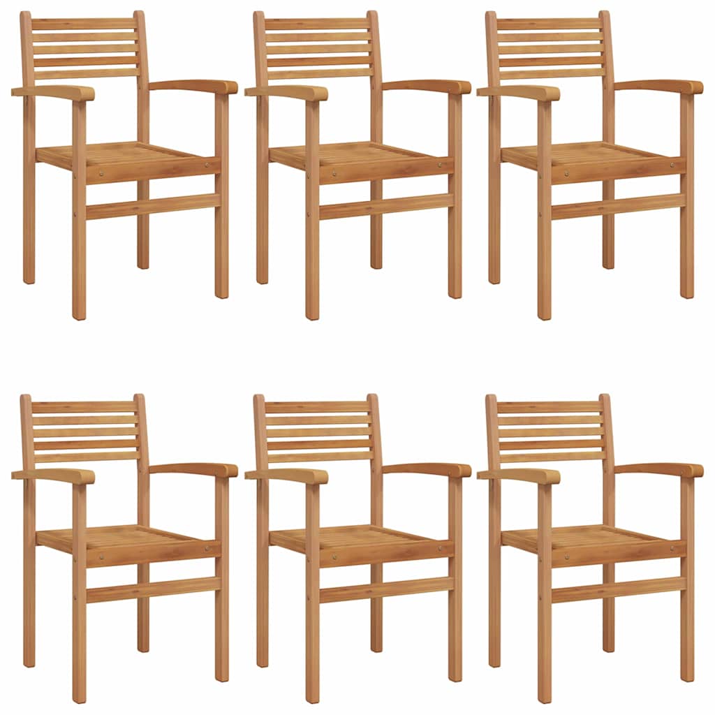 Chair 6 pcs Brown Solid Teak Wood