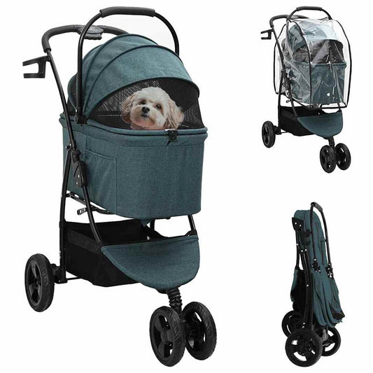 Folding Pet Stroller Green 78 x 54 x 101 cm Polyester