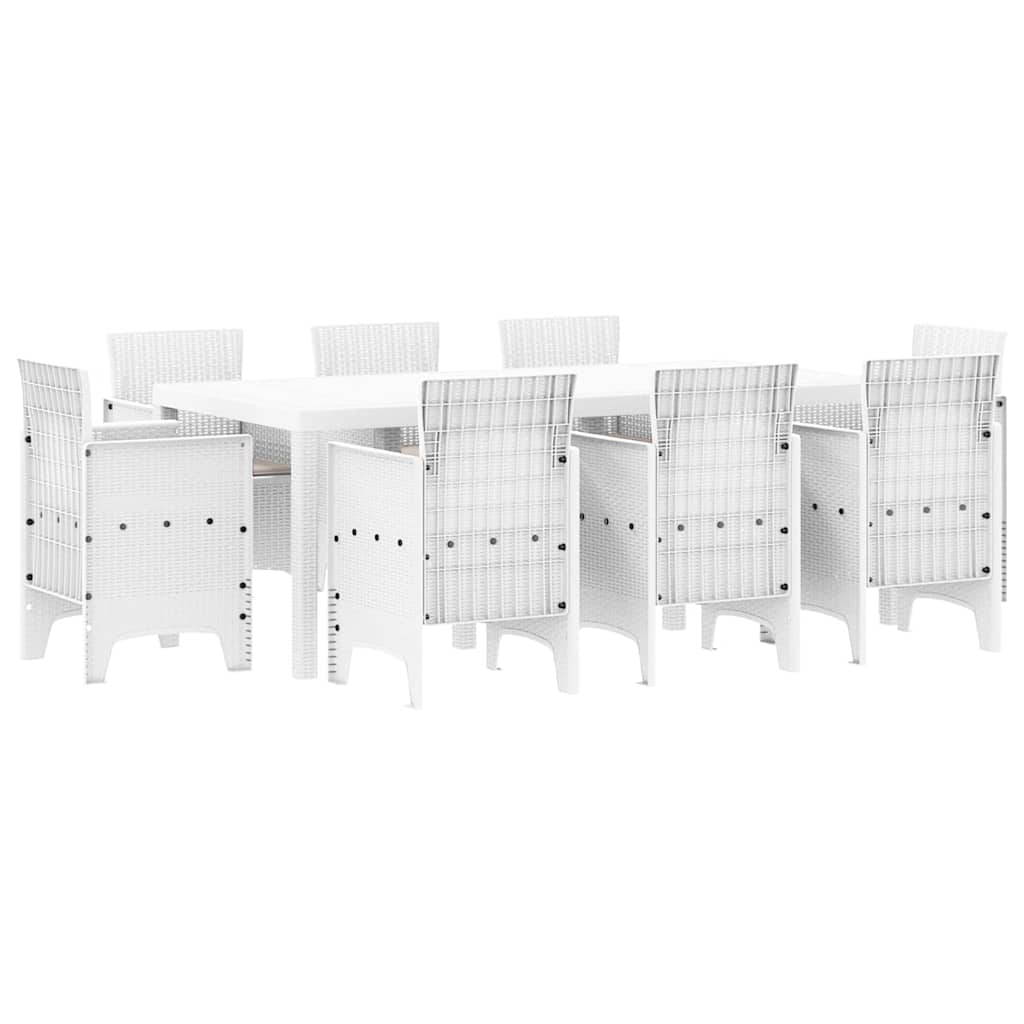 Garden Dining Set 9 pcs White Polypropylene