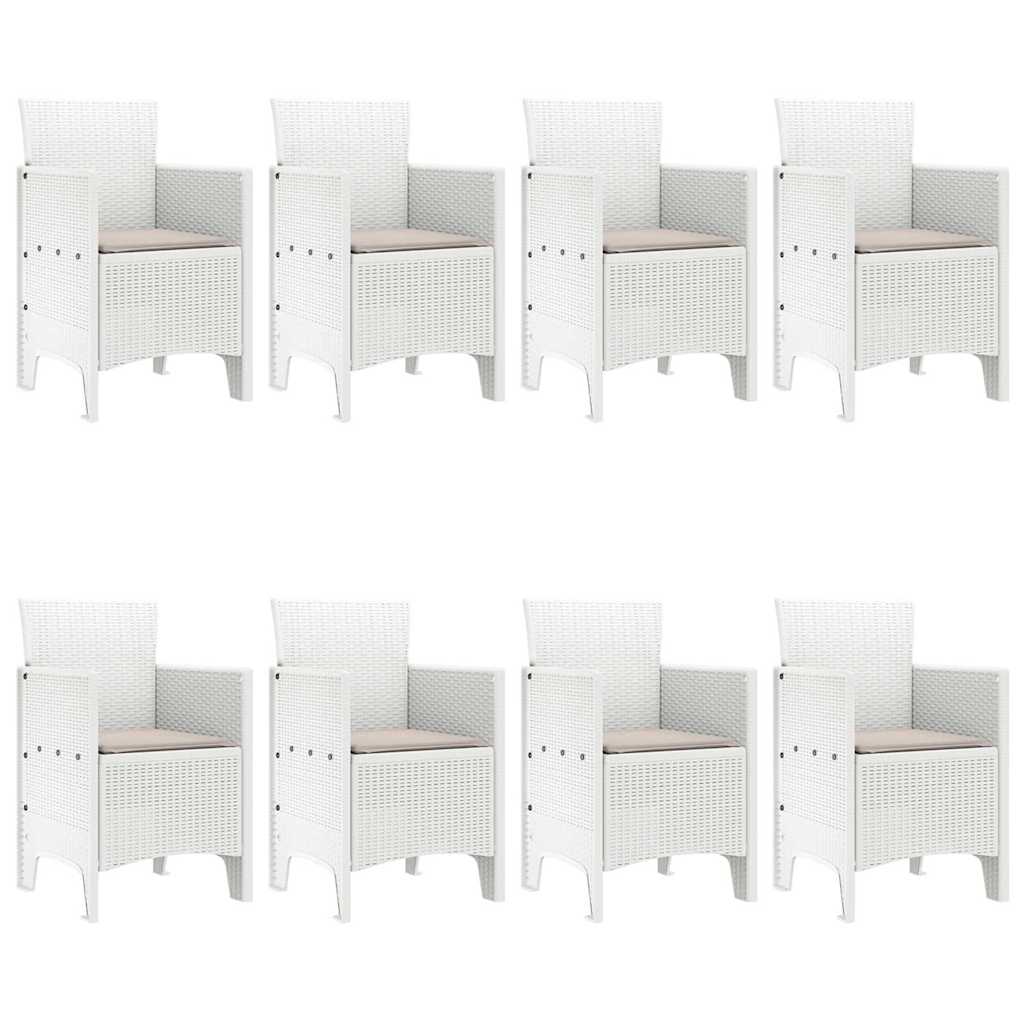Garden Dining Set 9 pcs White Polypropylene