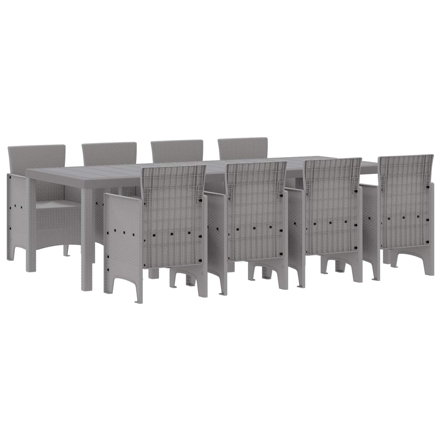 Garden Dining Set 9 pcs White Polypropylene