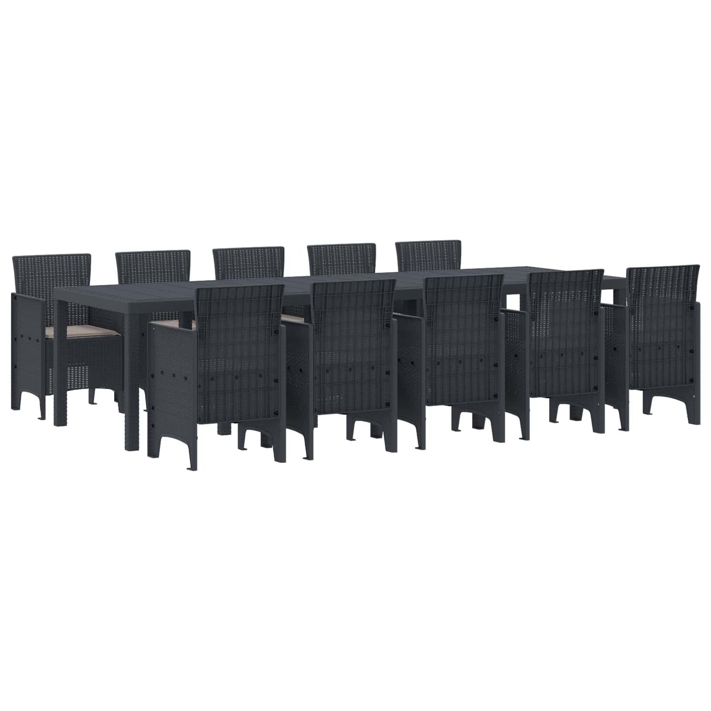 Garden Dining Set 11 pcs Anthracite Poly rattan
