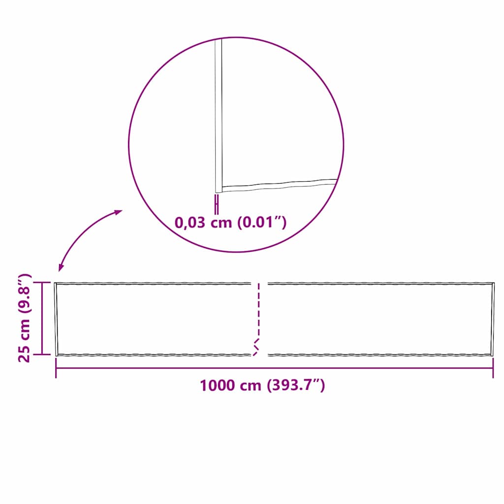 Lawn Edge 1000 x 25 x 0.03 cm Galvanized Steel Silver