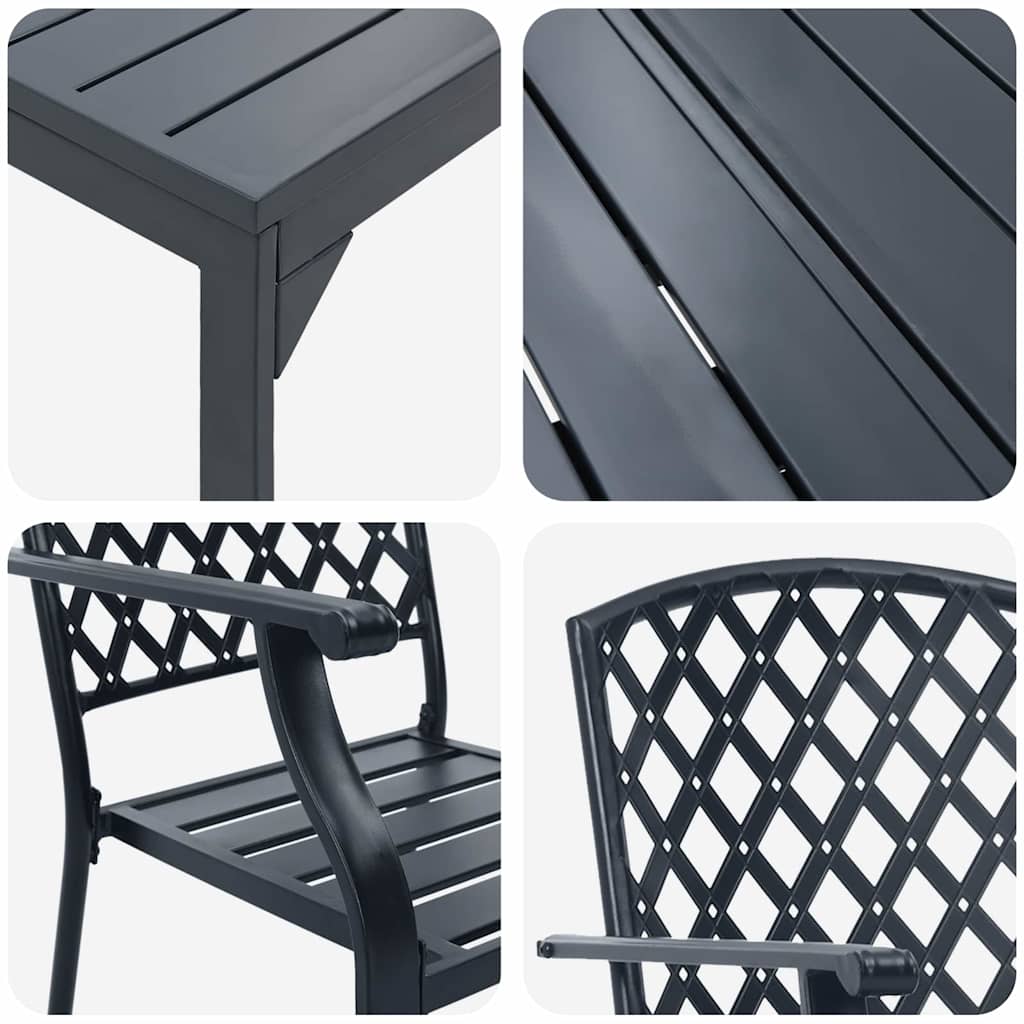 Garden Dining Set 7 pcs Anthracite Powder-coated Steel