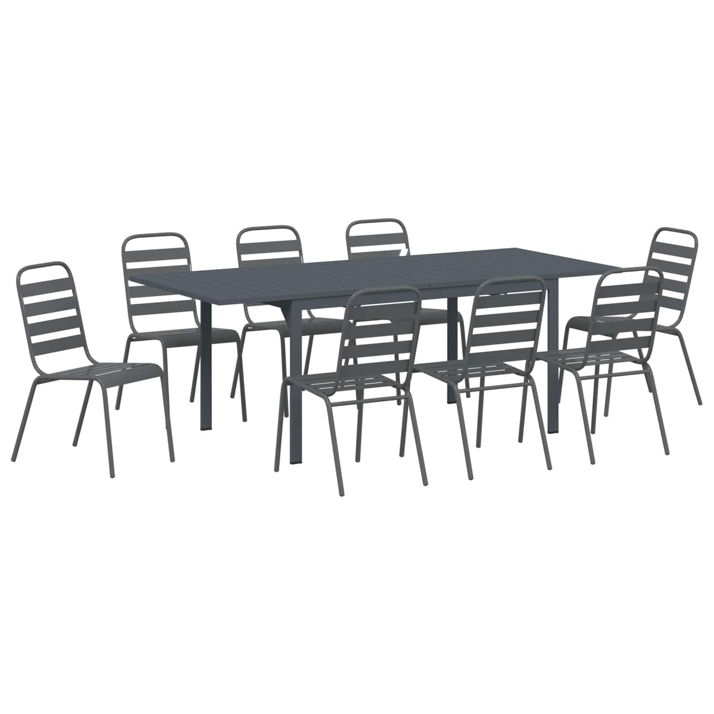 Garden Dining Set 9 pcs Anthracite Powder-coated Steel