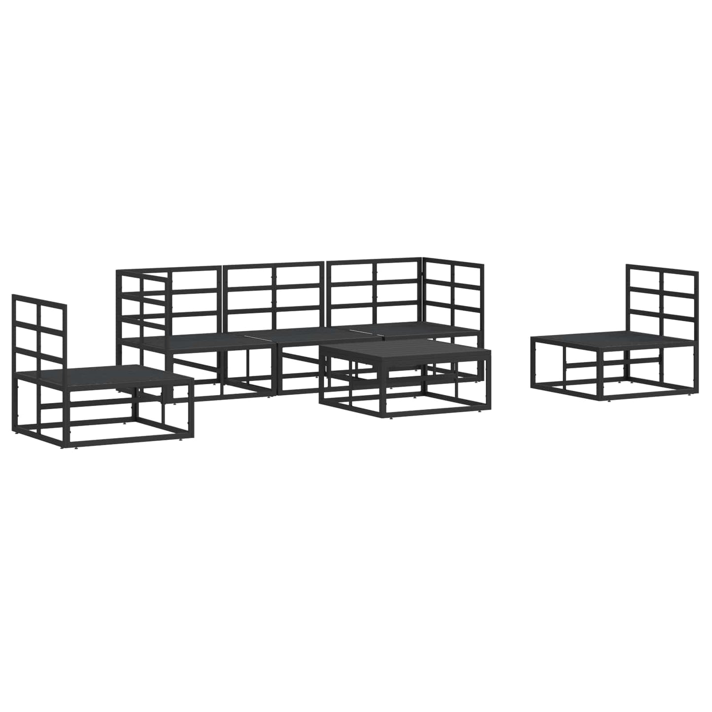 Garden Sofa Set 6 pcs Black Aluminium