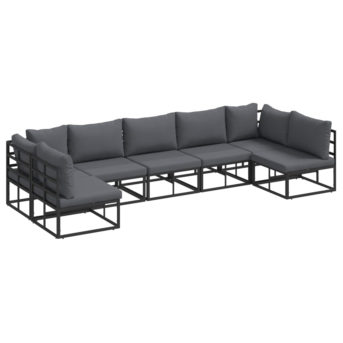 Garden Sofa Set 7 pcs Black Aluminium