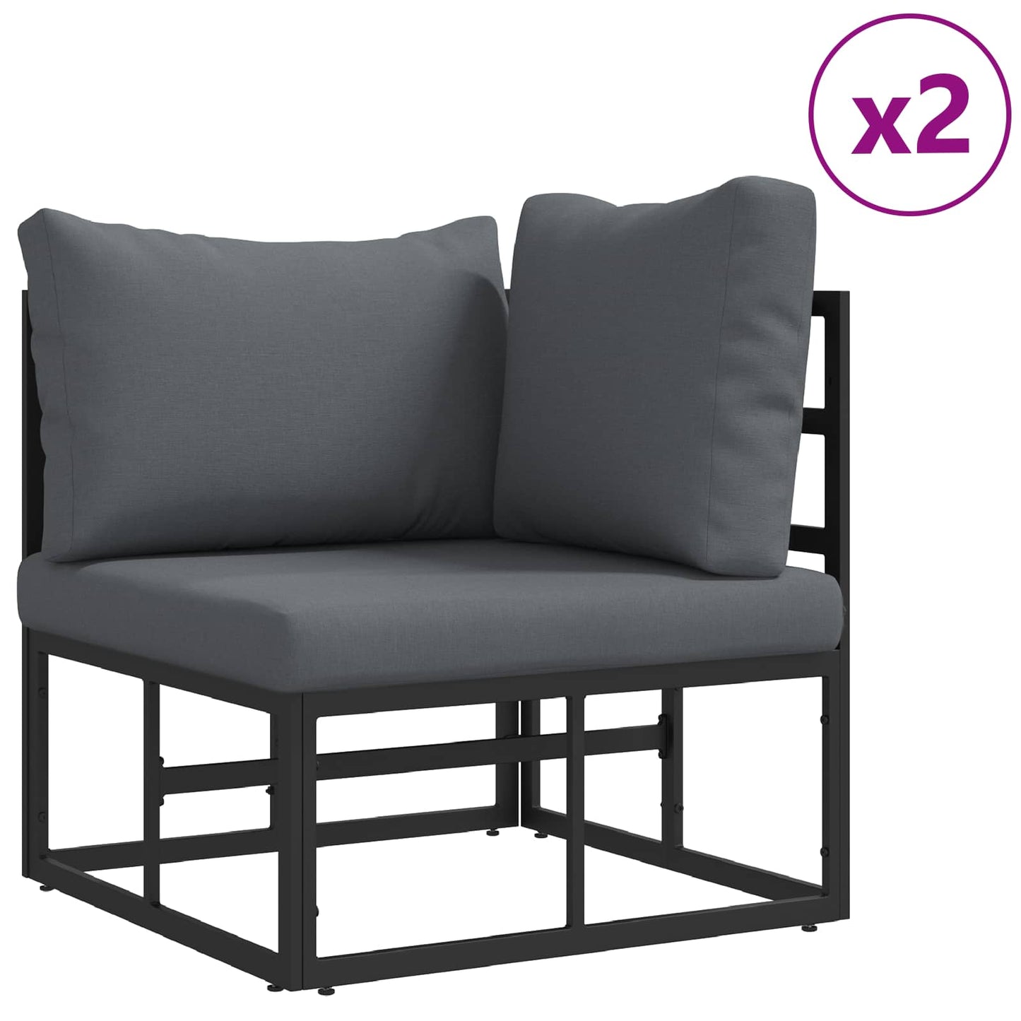 Garden Sofa Set 7 pcs Black Aluminium