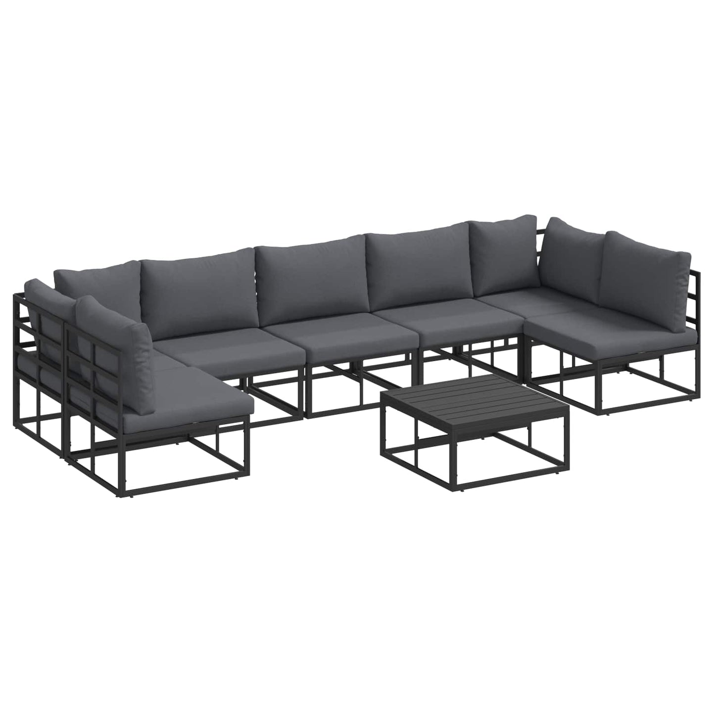 Garden Sofa Set 8 pcs Black Aluminium
