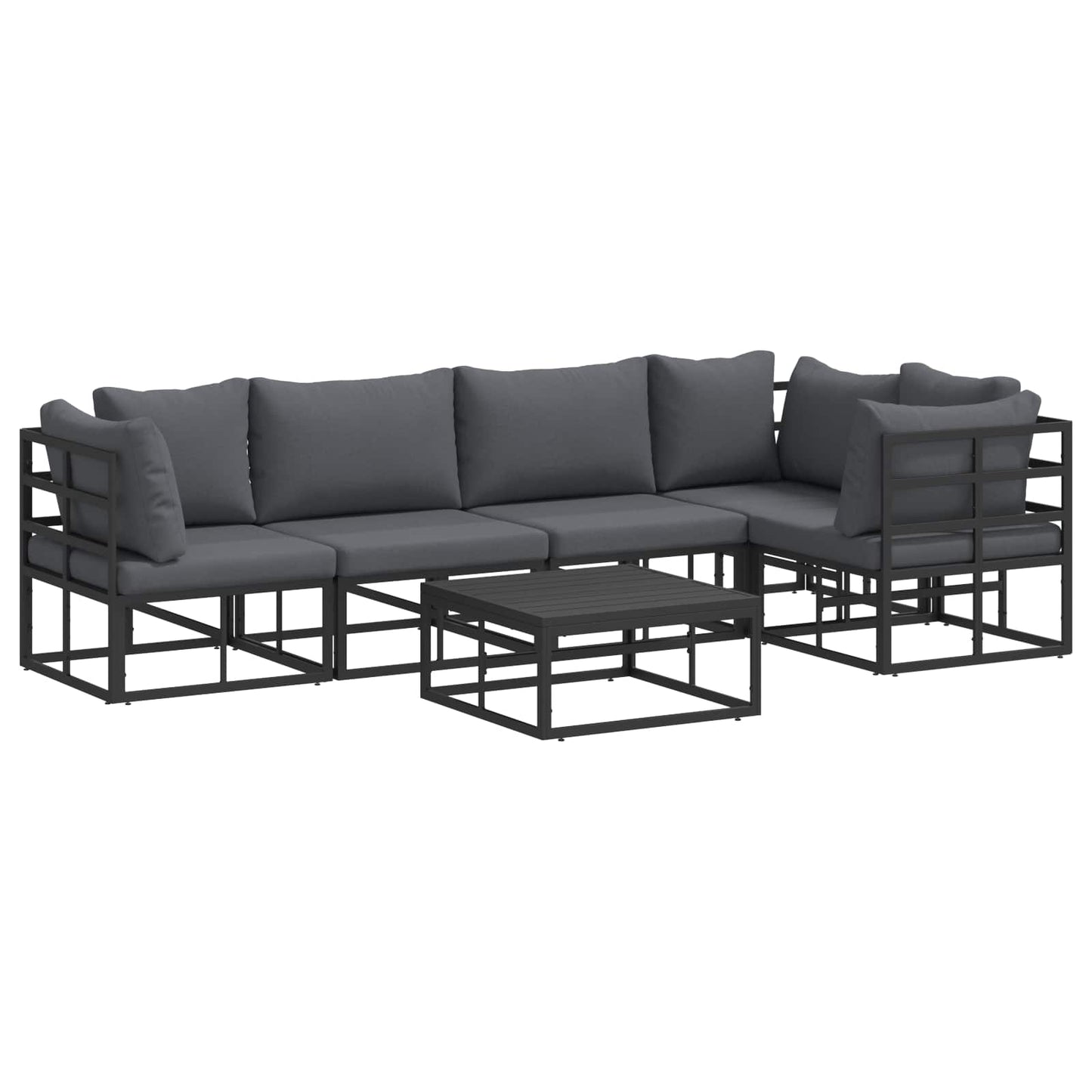 Garden Sofa Set 6 pcs Black Aluminium