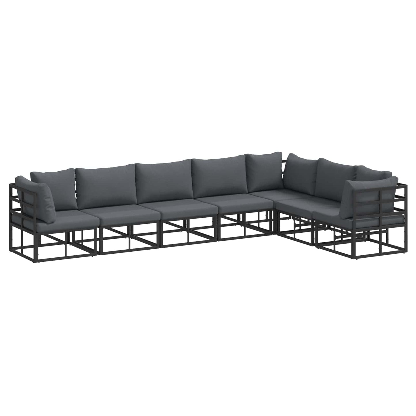 Garden Sofa Set 7 pcs Black Aluminium