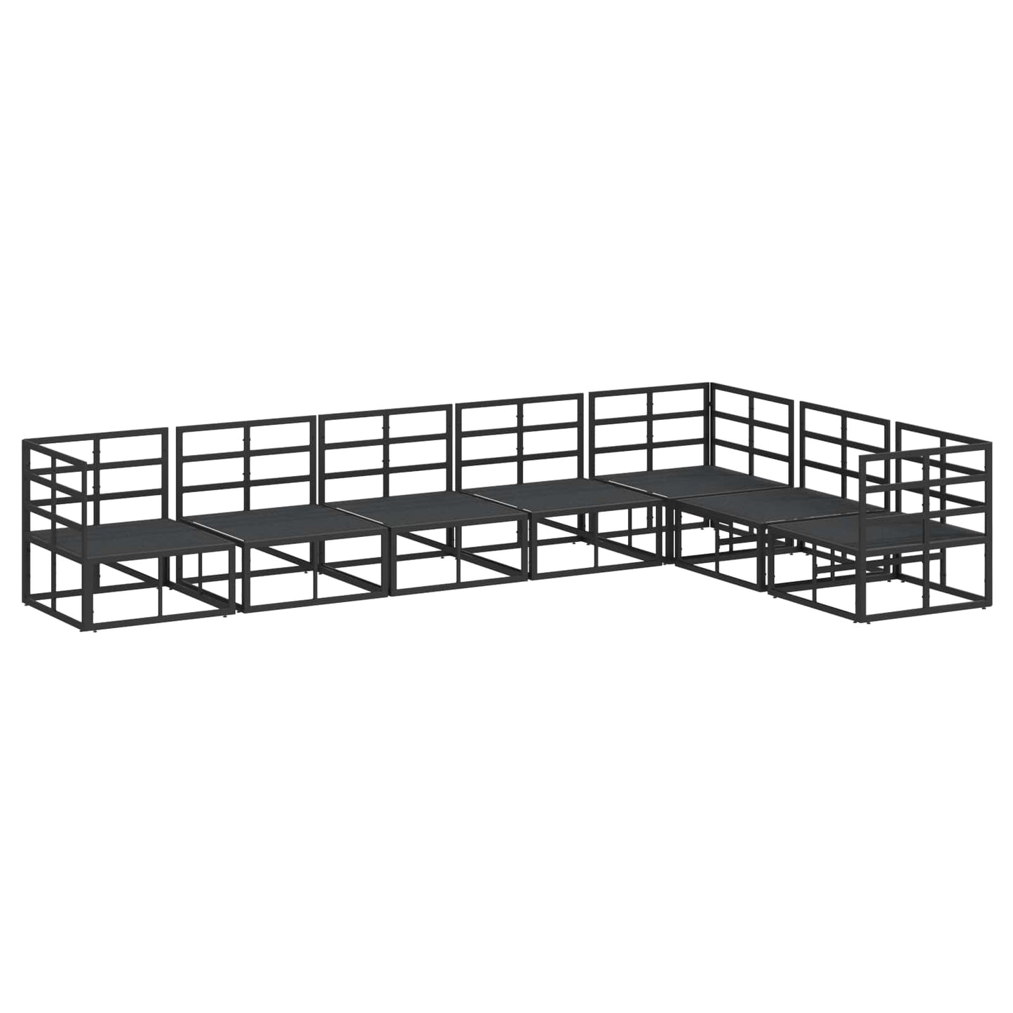 Garden Sofa Set 7 pcs Black Aluminium