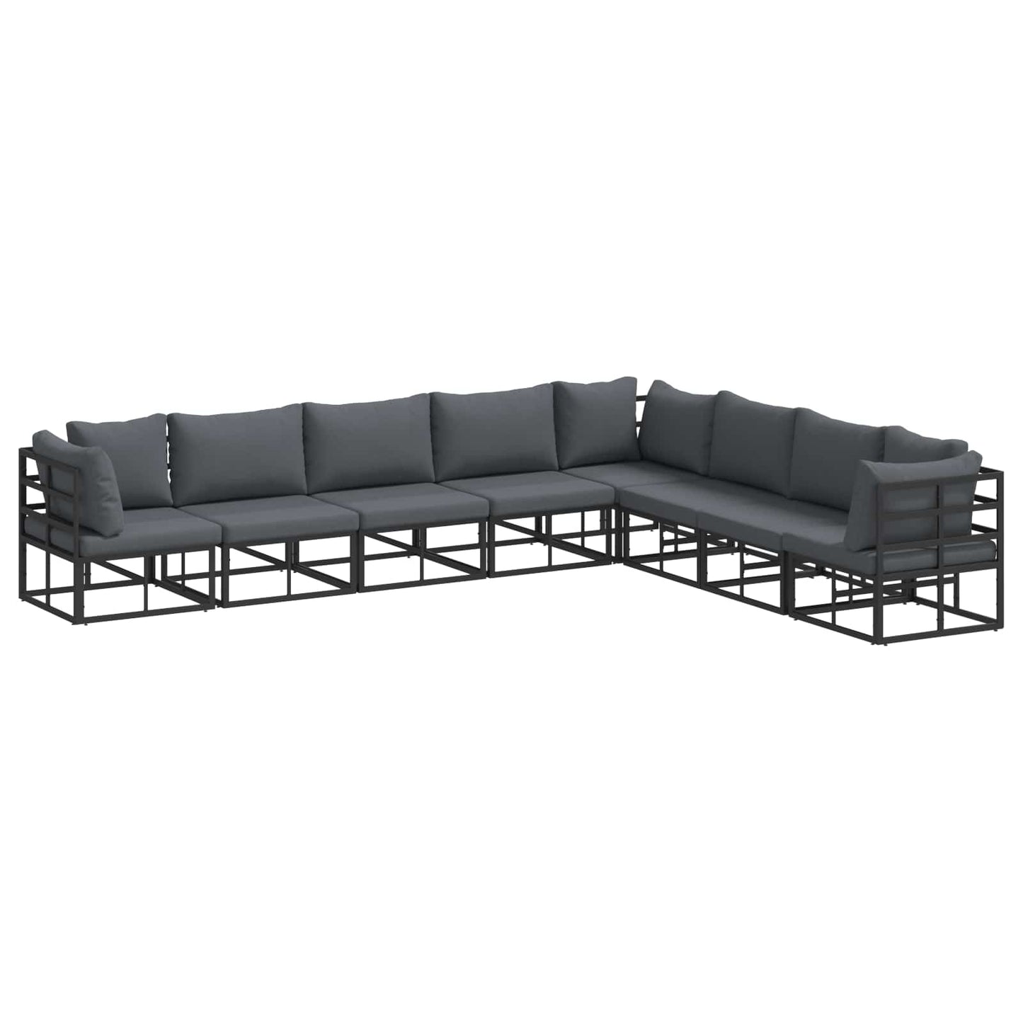 Garden Sofa Set 8 pcs Black Aluminium
