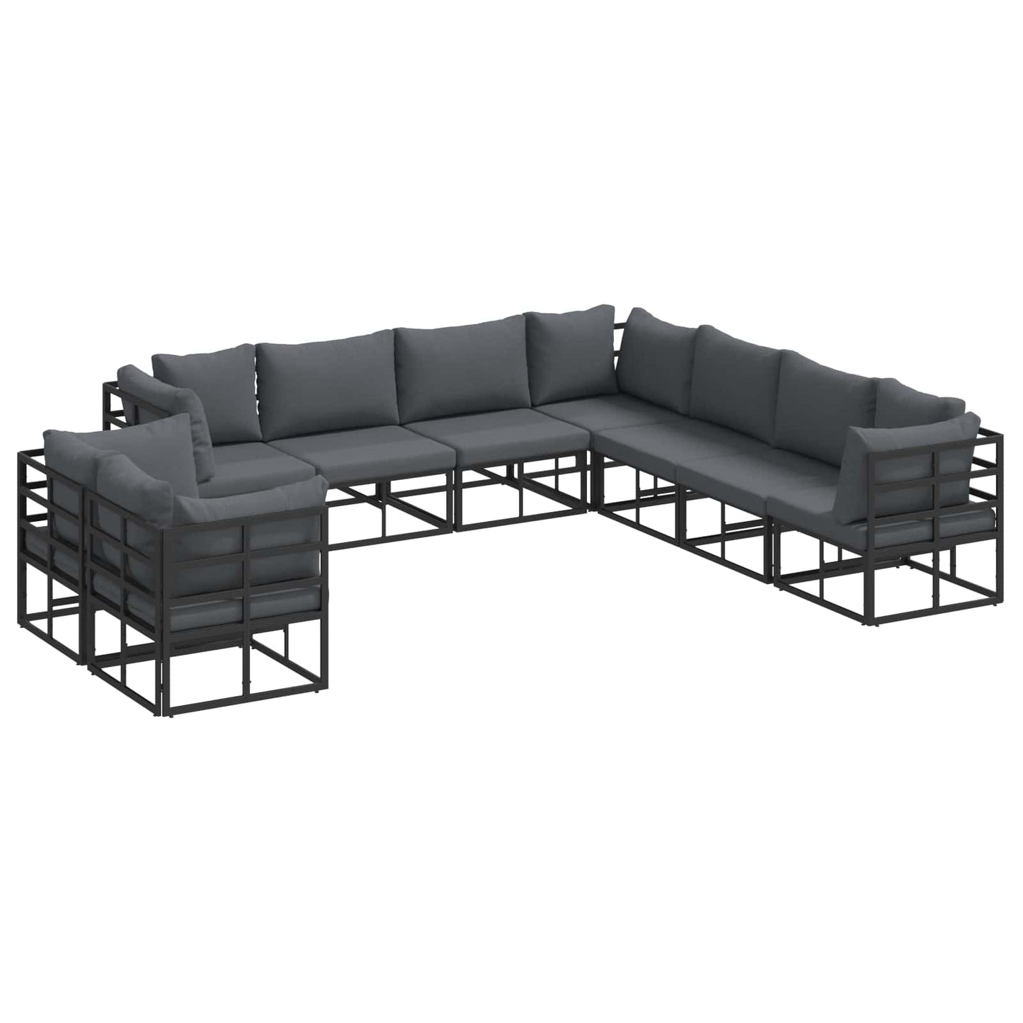 Garden Sofa Set 9 pcs Black Aluminium