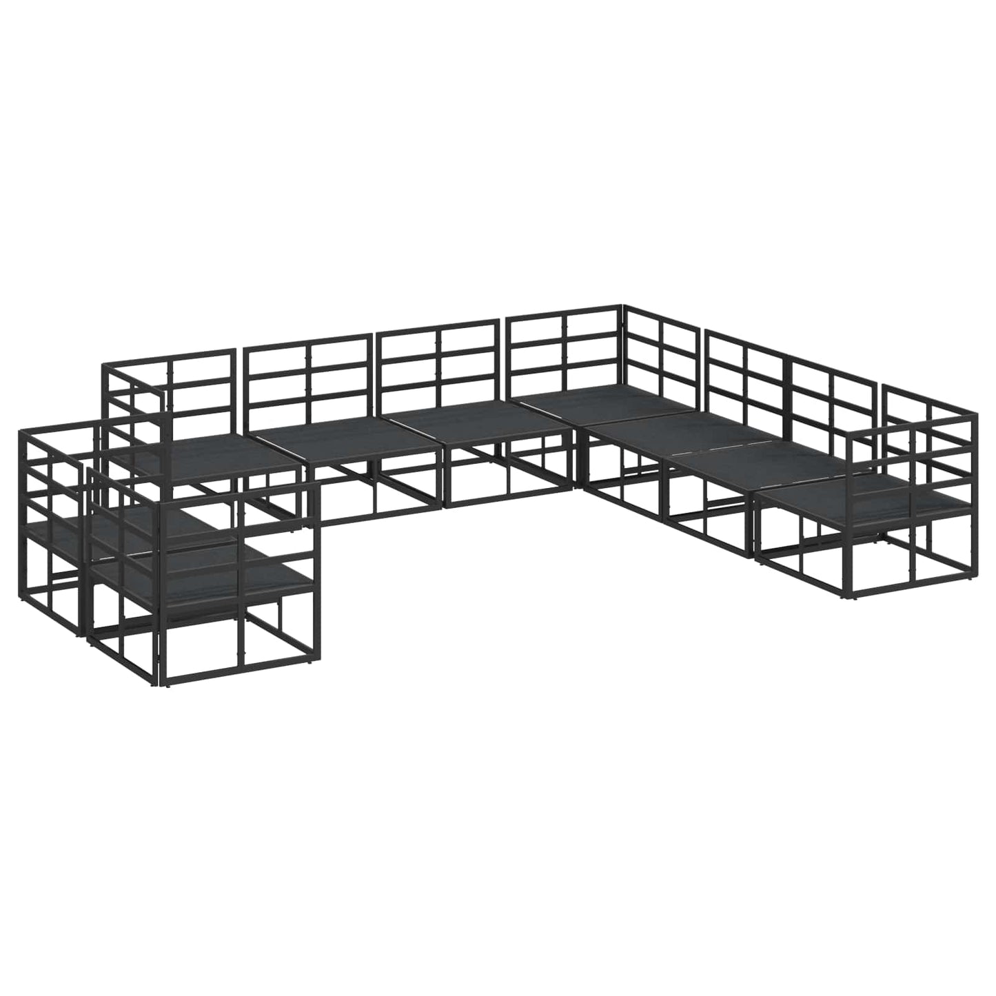 Garden Sofa Set 9 pcs Black Aluminium