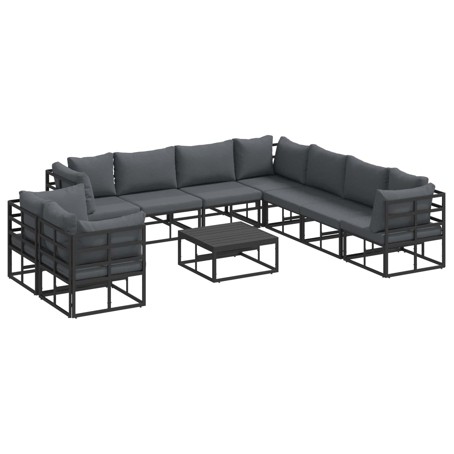 Garden Sofa Set 10 pcs Black Aluminium